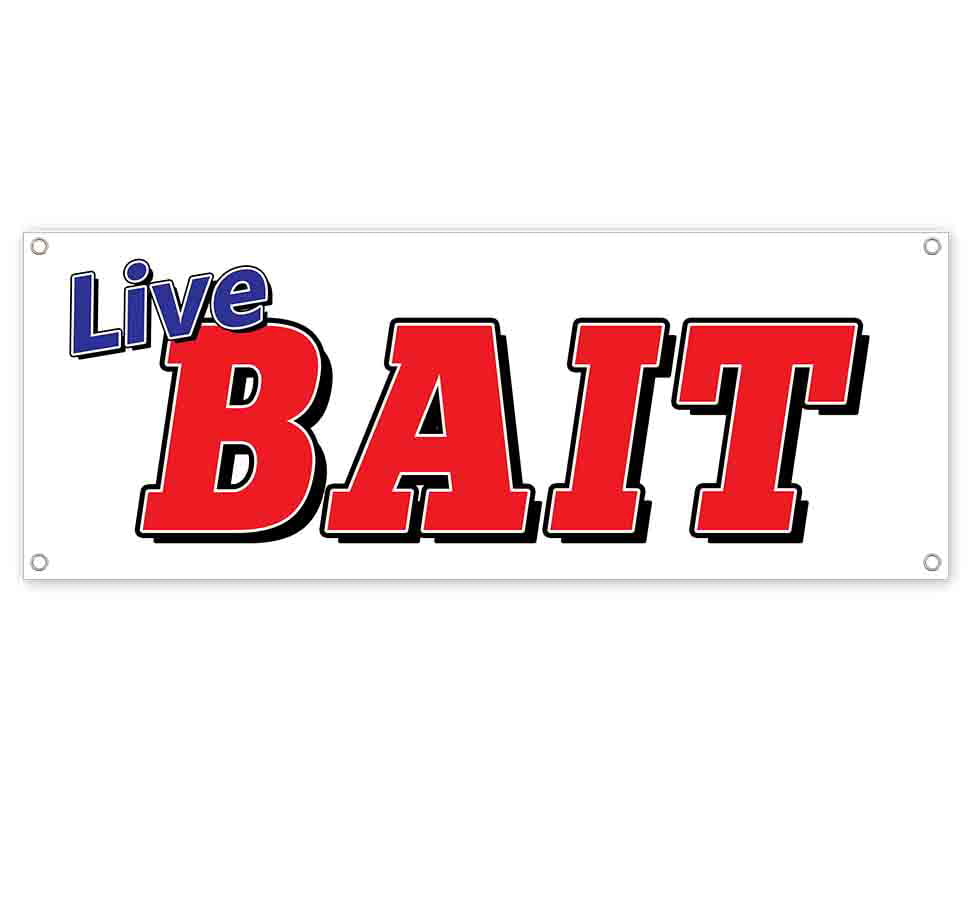 Live Bait 13 oz Banner Heavy-Duty Vinyl Single-Sided with Metal Grommets Non-Fabric 