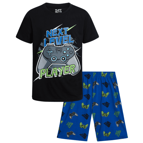 Tuff Guys Boys' Pajama Set - 2 Piece Sleep Shirt and Lounge Shorts - Sleepwear for Boys (8-16)