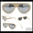 thumbnail image 2 of Retro Futurism Bold Flat Top Thick Plastic Racer Fashion Sunglasses [Ivory - Silver Mirror], 2 of 7