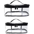 thumbnail image 4 of Paquete de 2 bolsas de maquillaje transparentes portátiles con cremallera bolsa de viaje transparente Stora bolsa de transporte de Pvc con cremallera bolsa de aseo Izers con la mano, 4 of 5