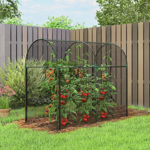 Outsunny Crop Cage, 6' x 3' x 5' Large Plant Protection Tent with Zippered Door, Outdoor Garden Cage, Black