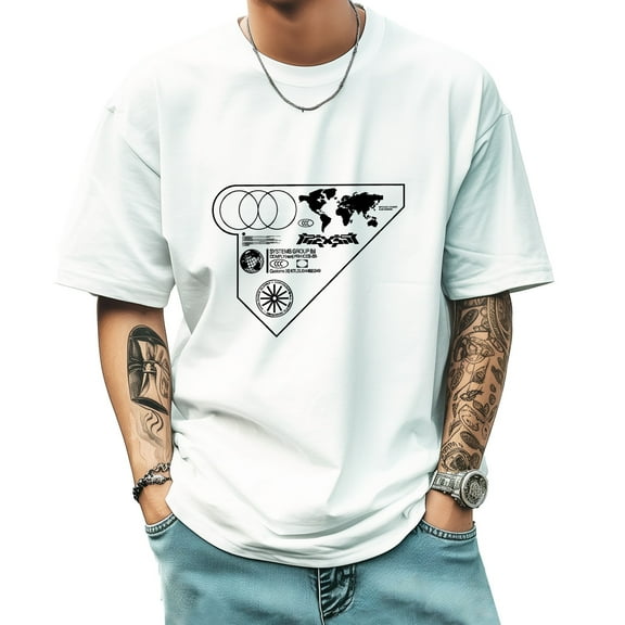 Graphic Tees for Men Summer New Print Casual Tee Fashion Trend Sports Shirt Select
