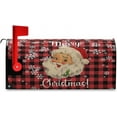 thumbnail image 3 of Christmas New Year Magnetic Mailbox Cover Buffalo Plaid Santa Covers Wraps Post Letter Box Garden Standard Size 21 X 25 inch 64.7x52.8cm, 3 of 6