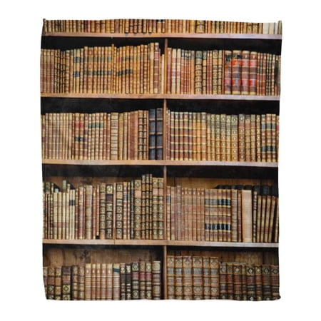 SIDONKU Flannel Throw Blanket Brown Law Old Books in The Library of Vienna Shelf Bookshelf Bookcase 58x80 Inch Lightweight Cozy Plush Fluffy Warm Fuzzy Soft