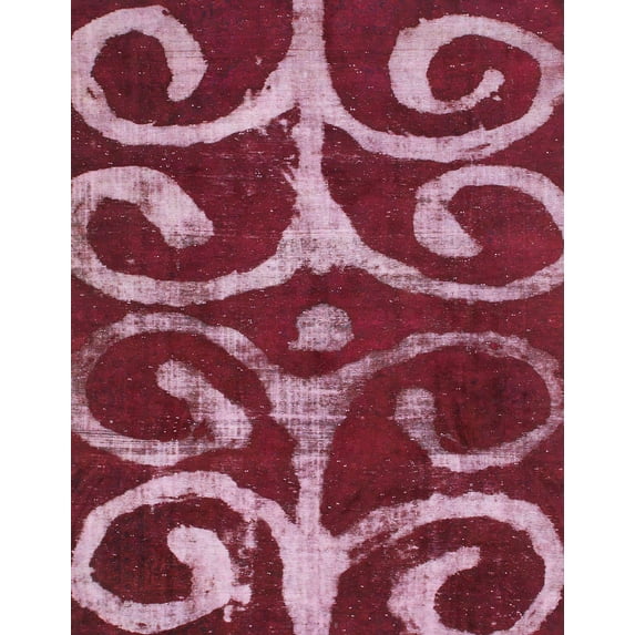 Ahgly Company Indoor Rectangle Abstract Pale Violet Red Pink Abstract Area Rugs, 6' x 9'