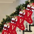 thumbnail image 4 of 1 PC Christmas Stockings with Initials, Letter V Embroidered Xmas Stockings, Large Monogram Knitted Xmas Stocking, Christmas Party Fireplace Family Hanging Stocking Decorations Gift Bag, 4 of 5