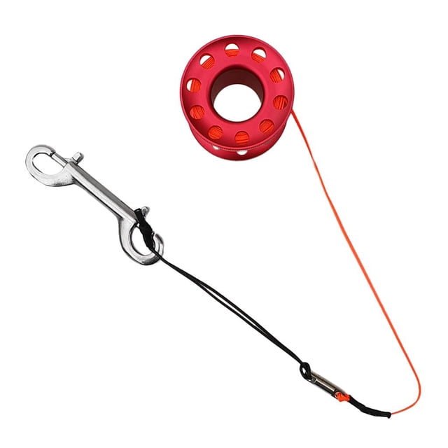 Carrete de buceo de aleación de aluminio Sunnimix Dedo Carrete 15 m Línea Perno Broche rojo