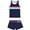 DarkBlue, variant on PROALLO Girls Bathing Suits Two-Piece Swimsuit with Boyshorts Vest-Style Tankini(6-7T Hibiscus)