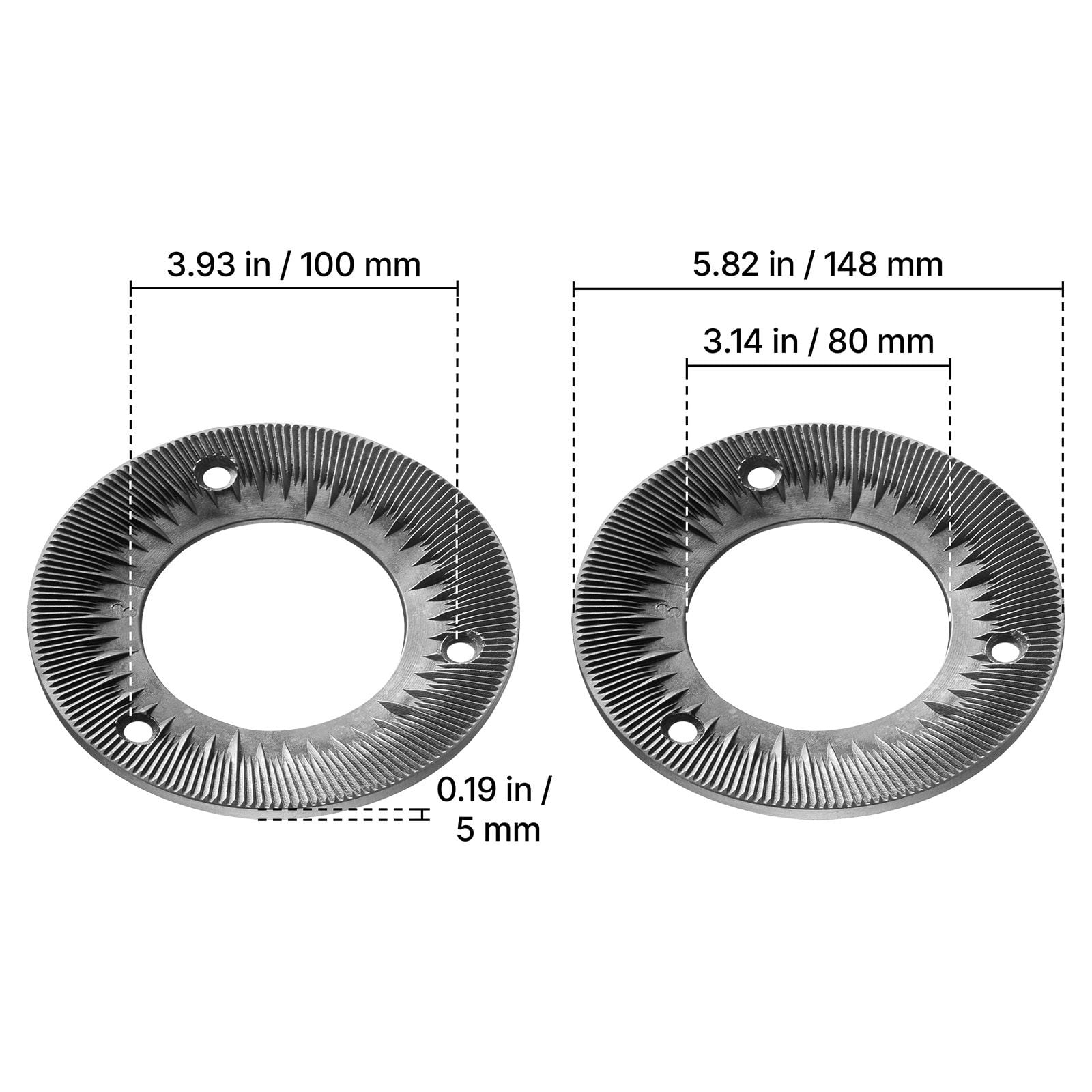 Grinding Sheets for Electric Grain Mill, 2PCS Cast Iron Dry Grinding Discs, Compatible with GM-001/GM-002/GM-003, 5.7 Inch Size for Grains, Corn, Coffee Beans