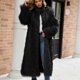 thumbnail image 4 of Chaqueta larga y cálida para mujer, de invierno, con cuello en V liso, 4 of 7