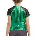 thumbnail image 4 of TiaoBug Kids Boys Girls Shiny Metallic T-shirts Short Sleeve Jazz Hip Hop Dance Tops Performance Green 6, 4 of 5