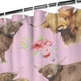 thumbnail image 3 of Pink Highland Cow Flower Pattern Shower Curtain 36"x72" ,Bathroom Decorative Shower Curtains Set with 12 Hooks,Modern Waterproof Washable Shower Curtain, 3 of 6