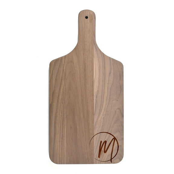 Creative Products Circle Monogram - M 8 x 17 Walnut Paddle Cutting Board