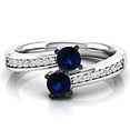thumbnail image 2 of Dazzlingrock Collection 14K Round Blue Sapphire & White Diamond Two Stone Bridal Engagement Ring, White Gold, Size 5, 2 of 3