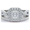 thumbnail image 4 of JeenMata 1.75 ct - Square Diamond - Double Halo - Twisted Band - Vintage Inspired - Pave - Wedding Ring Set in 10K White Gold, 4 of 7