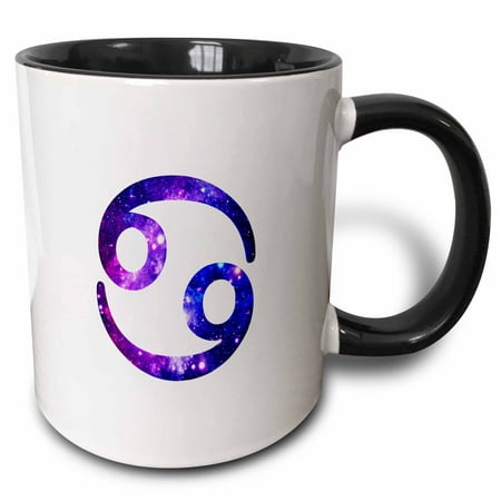 3dRose Cancer star sign - crab zodiac glyph - astrological horoscope symbol - Two Tone Black Mug,