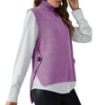 thumbnail image 5 of Tittly Vest for Women Waistcoat Vest Ladies' Solid Color Knit Turtleneck Pullover Loose Sleeveless Vest Vest Tops for Women Tank Tops Purple XL, 5 of 5
