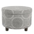 thumbnail image 2 of HomePop Round Transitional Wood and Fabric Storage Ottoman in Gray Medallion, 2 of 8
