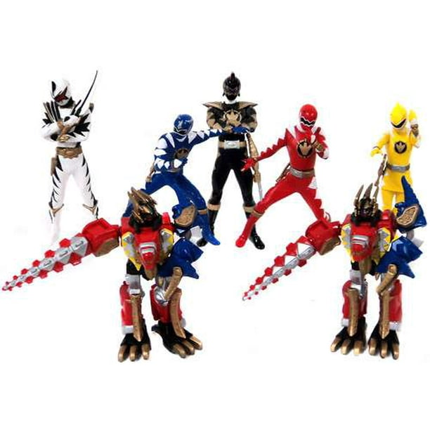 Power Rangers Dino Thunder Red Blue Yellow White Megazords Micro Pvc Set Walmart Com Walmart Com