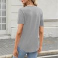 thumbnail image 3 of Camisas de Manga Corta para las Mujeres Casual Color Sólido Plisado V-Cuello Blusas, Moda Verano Top para Diario Y Fiesta, 3 of 7