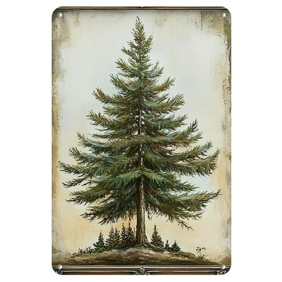 1pc Classic Pine Tree Metal Tin Sign, Vintage Wall Hanging Decor for Home, Office, Bar, Cafe, School, Library, Garage - Multipurpose Retro Art, Ideal Housewarming, Birthday, Christmas Gift