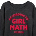 thumbnail image 3 of Instant Message - According To Girl Math, I'm Rich - Women's Lightweight French Terry Long Sleeve Shirt, 3 of 6