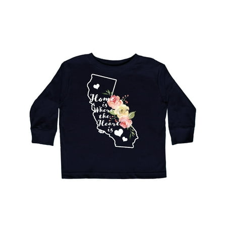 

Inktastic California Home is Where the Heart is with Watercolor Floral Gift Toddler Boy or Toddler Girl Long Sleeve T-Shirt
