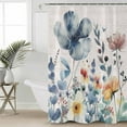 thumbnail image 2 of 54x78 Inch Shower Curtain Decorative Blue Spring Floral Bathtub Bath Curtains Fabric Waterproof Bathroom Decor Vintage Watercolor Summer Botanical Small Stall Shower Curtain Set with 12 Hooks, 2 of 6