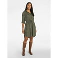 thumbnail image 2 of Time and Tru Women’s Soft Chambray Utility Shirt Dress, Sizes XS-XXXL, 2 of 5