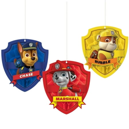 Adorable Paw Patrol CORNET Honeycomb Decorations - 6.7" (Pack of 3) - Perfect Party Supplies for Your Little Heroes' Celebration
