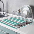 thumbnail image 2 of Dish Drying Mat for Kitchen Countertop, Turquoise, White and Grey Stripes Absorbent Dish Mat Quick Dry Non Slip Draining Mat Kitchen Drying Pad for Dishes Utensils 16x18 Inch Striped Pattern, 2 of 9