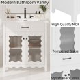 thumbnail image 5 of Euroco 31" Bathroom Vanity with Tempered Glass, Modern Bathroom Cabinet with Rubber Wood legs and Soft close Doors, White, 5 of 9