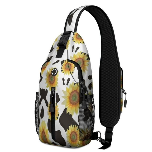 Modern Sunflower and Bee Travel Chest Bag – Lightweight, Durable Polyester – Vintage Country Bloom and Butterfly Design