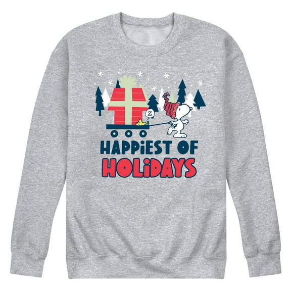 Peanuts - Happiest Of Holidays - Men's Crew Neck Fleece Pullover