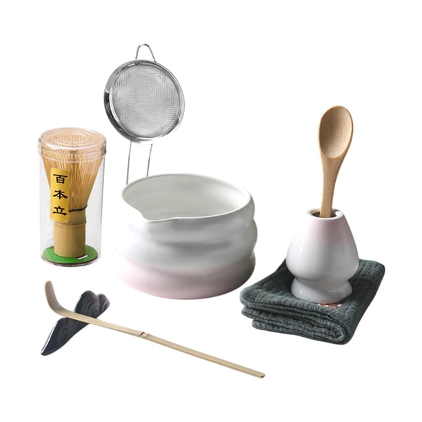 8pcs Japones Matcha set Matcha Bowl Portable Matcha Té Kit Mediendo cuchara para saludar a del té de la sala de té Rosa