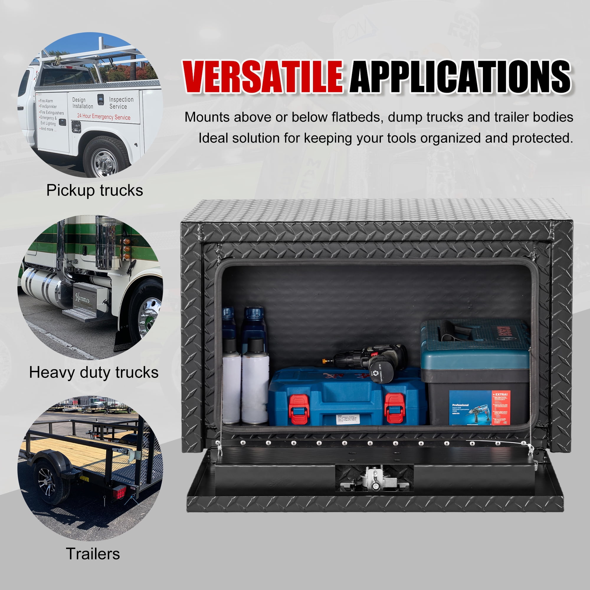 Jopath 30 Inch Aluminum Underbody Truck Tool Box Heavy Duty Underbed Toolbox Tool Storage Organizer Chest With Lock And Keys, Waterproof Trailer Box For Pickup Truck Atv Rv Trailer
