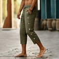 thumbnail image 3 of Tauxra Casual Pants with Split Hem for Men, Lightweight Linen Blend Trousers with Decorative Button, Comfortable Summer Dress Pants, 3 of 7