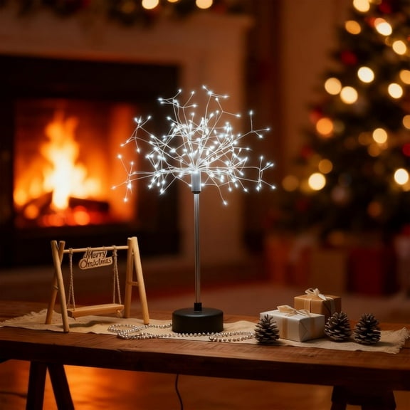 LEJHVAQK Fireworks Dandelion Table Lights 15.74" 100 LED Fairy Starburst Lamp, Movable Branch Design for Christmas Decorations, Dining Table, and Gift for Loved Ones