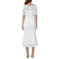 thumbnail image 3 of INSPIRE CHIC Women's Cocktail Dress Lace Fishtail Hem Short Sleeve Bodycon Midi Dress S White, 3 of 6
