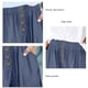 thumbnail image 3 of Pantalones cortos casuales de verano cómodos para mujer, cintura alta elástica, botón frontal, pantalones cortos de pierna ancha con bolsillos laterales, 3 of 6