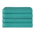 thumbnail image 2 of BNM Cotton Ribbed Checkered Bath Towels (Set of 4), Turquoise, 2 of 8
