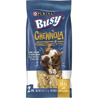 Purina Busy Bone Small & Medium Dog Treats Chewnola Beefhide Chews, 4 oz Pouch (2 Count)