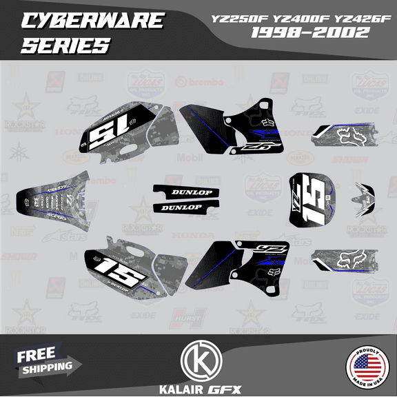 Kalair GFX Graphics Kit for Yamaha YZ400F (1998-2002) Cyberware Series