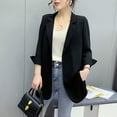 thumbnail image 2 of Povozer Cotton Linen Blazer Jacket for Women Business Dressy Long Sleeve Blazer Loose Casual Single Button Office Blazer Jackets(Black,XXL), 2 of 5