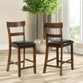 thumbnail image 2 of Set de 2 sillas de barra Costway con asiento alto 65 cm y reposabrazos madera de goma, 2 of 4