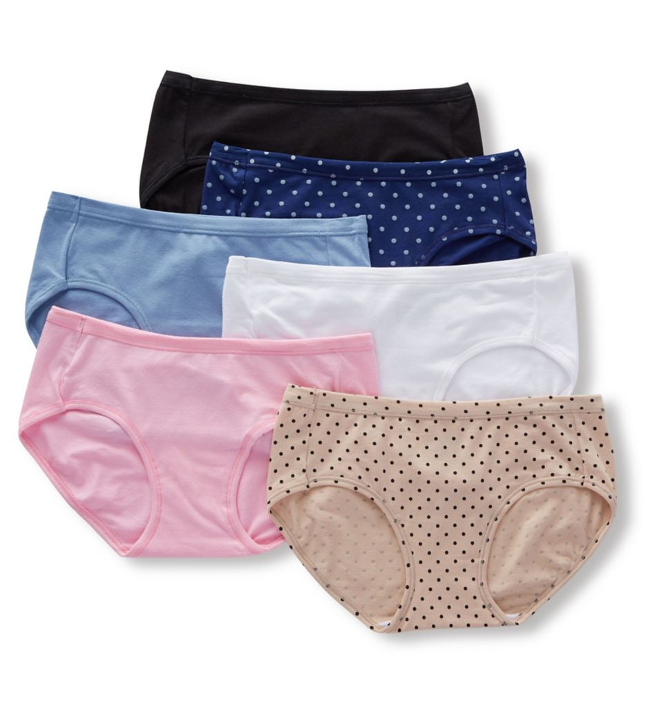 Women's Hanes ET41A6 Cotton Stretch Hipster Panties 6 Pack (Assorted