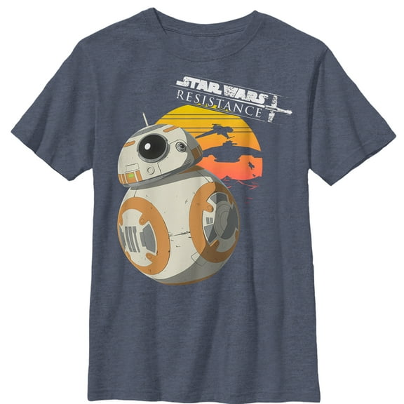 Boy's Star Wars Resistance BB-8 Sunset  Graphic Tee Navy Blue Heather Medium
