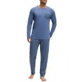 thumbnail image 2 of INSPIRE CHIC Conjunto de Pijamas de Manga Larga de 2 Piezas para Hombre con Patrón de Rayas Casual S Azul Gris, 2 of 6