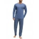 thumbnail image 2 of INSPIRE CHIC Conjunto de Pijamas de Manga Larga de 2 Piezas para Hombre con Patrón de Rayas Casual S Azul Gris, 2 of 6