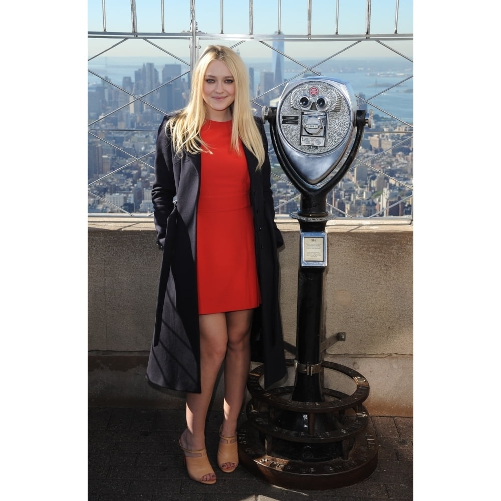Dakota Fanning At A Public Appearance For Dakota Fanning Lights The Empire State Building In Red In Honor Of Save The Children & International Day Of The Girl, Empire State Building, New York, Ny